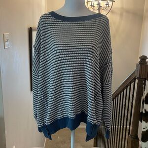 American Eagle Outfitters Big Hug Navy and White Striped Sweater